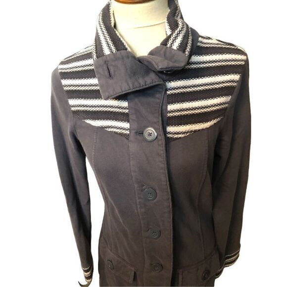 Prana Rowen Coat Knit Woven Button Up Pockets Long Jacket Gray XS - Picture 4 of 14